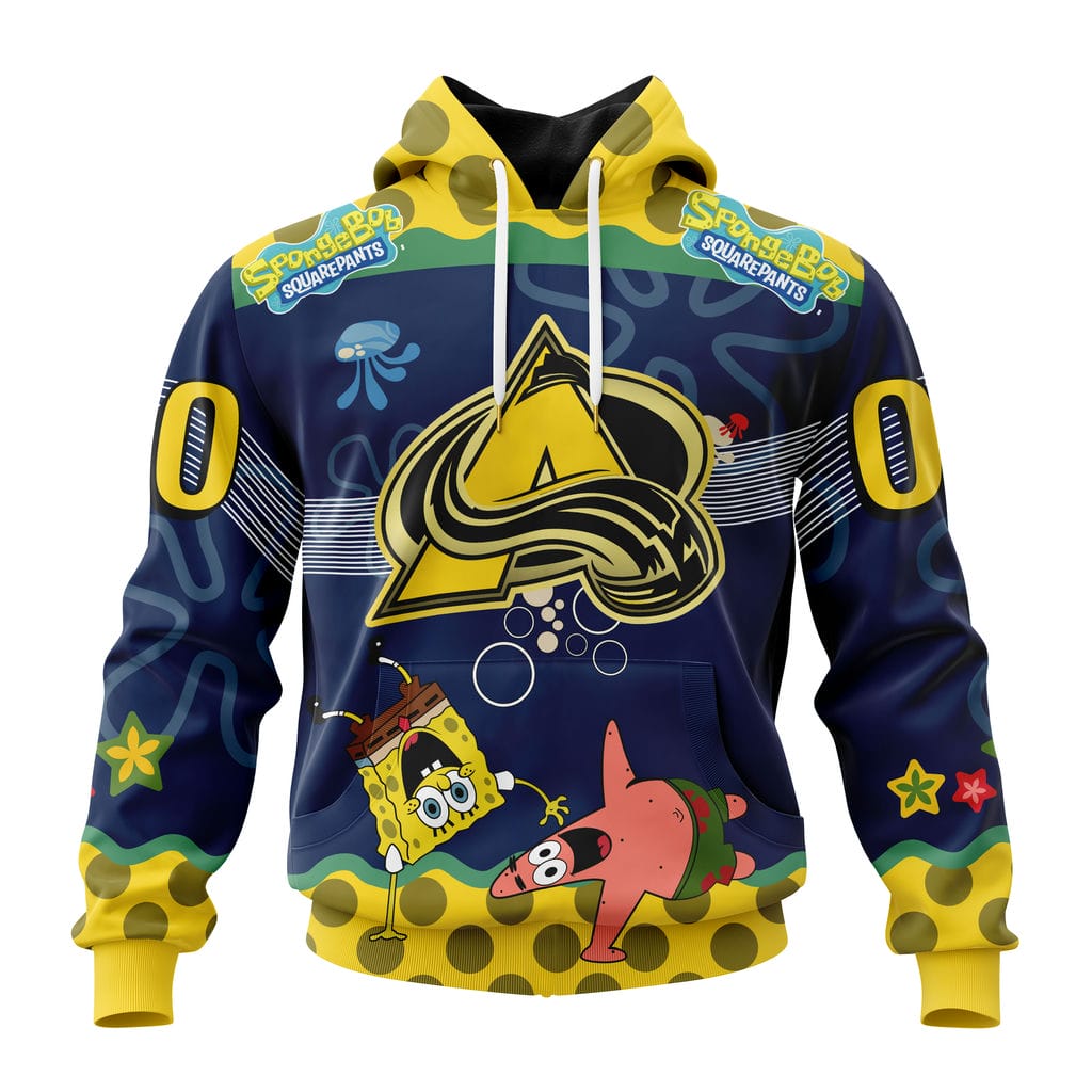 Customized Nhl Colorado Avalanche Specialized Jersey With Spongebob Pullover Hoodie