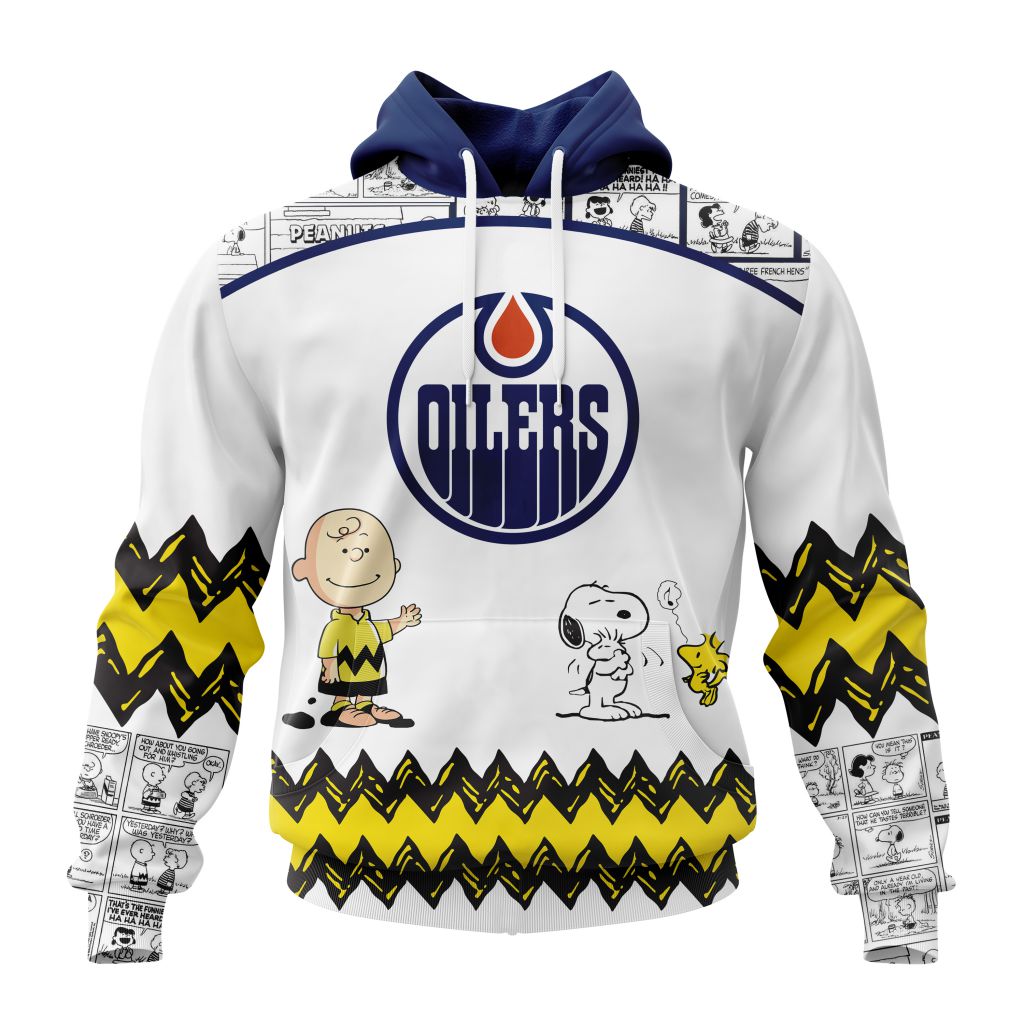 Customized Nhl Edmonton Oilers Special Snoopy Design Pullover Hoodie