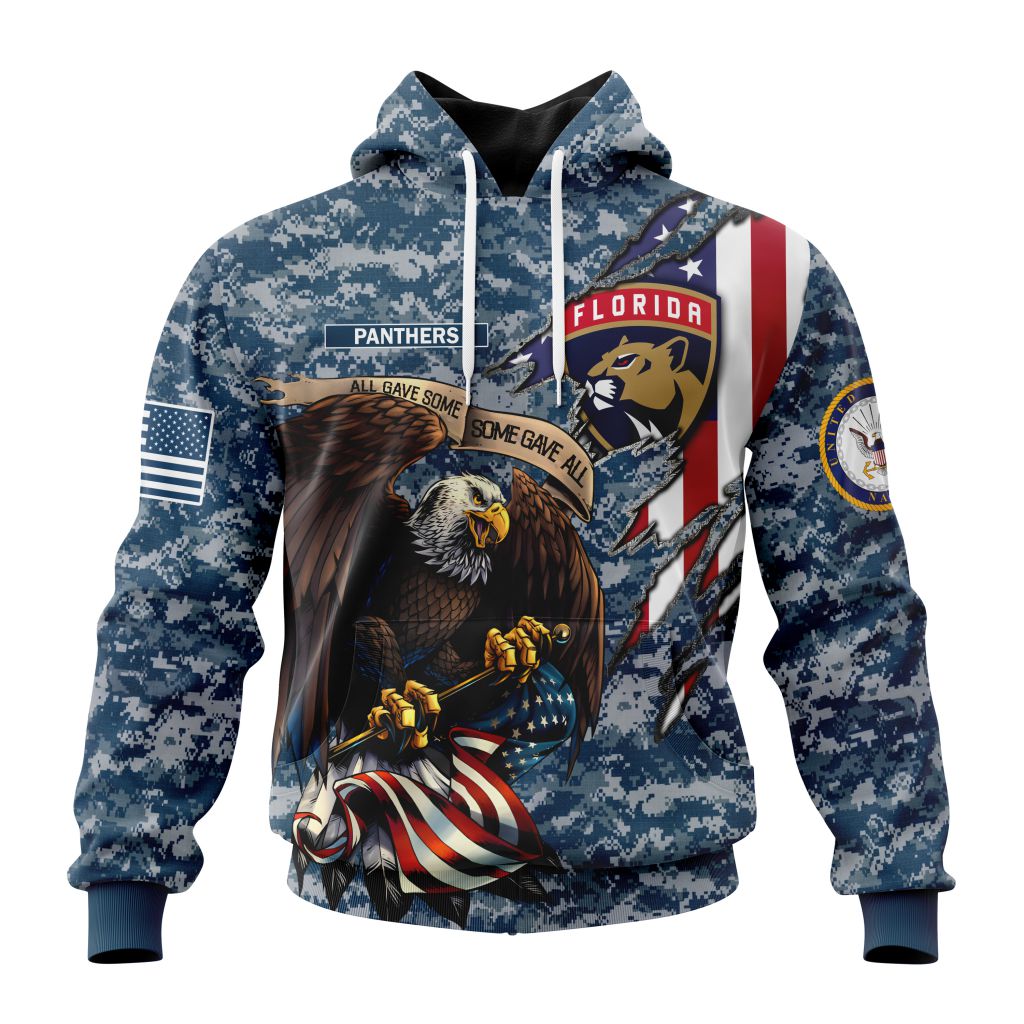 Customized Nhl Florida Panthers Honor Us Navy Veterans Pullover Hoodie