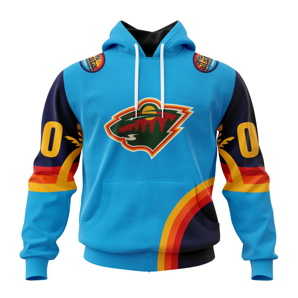 Custom Nhl Minnesota Wild Special All-Star Game Atlantic Ocean Pullover Hoodie