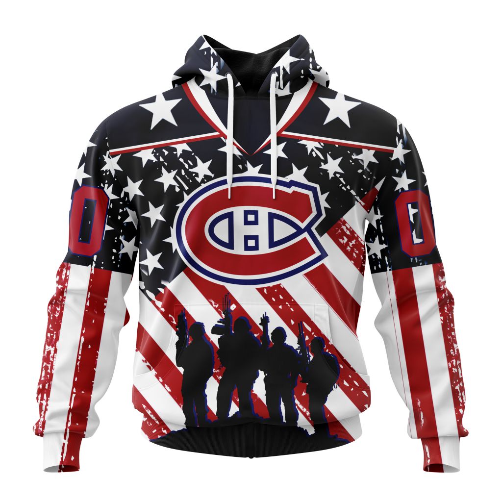 Custom Nhl Montreal Canadiens Specialized Kits For Honor Us Military Pullover Hoodie