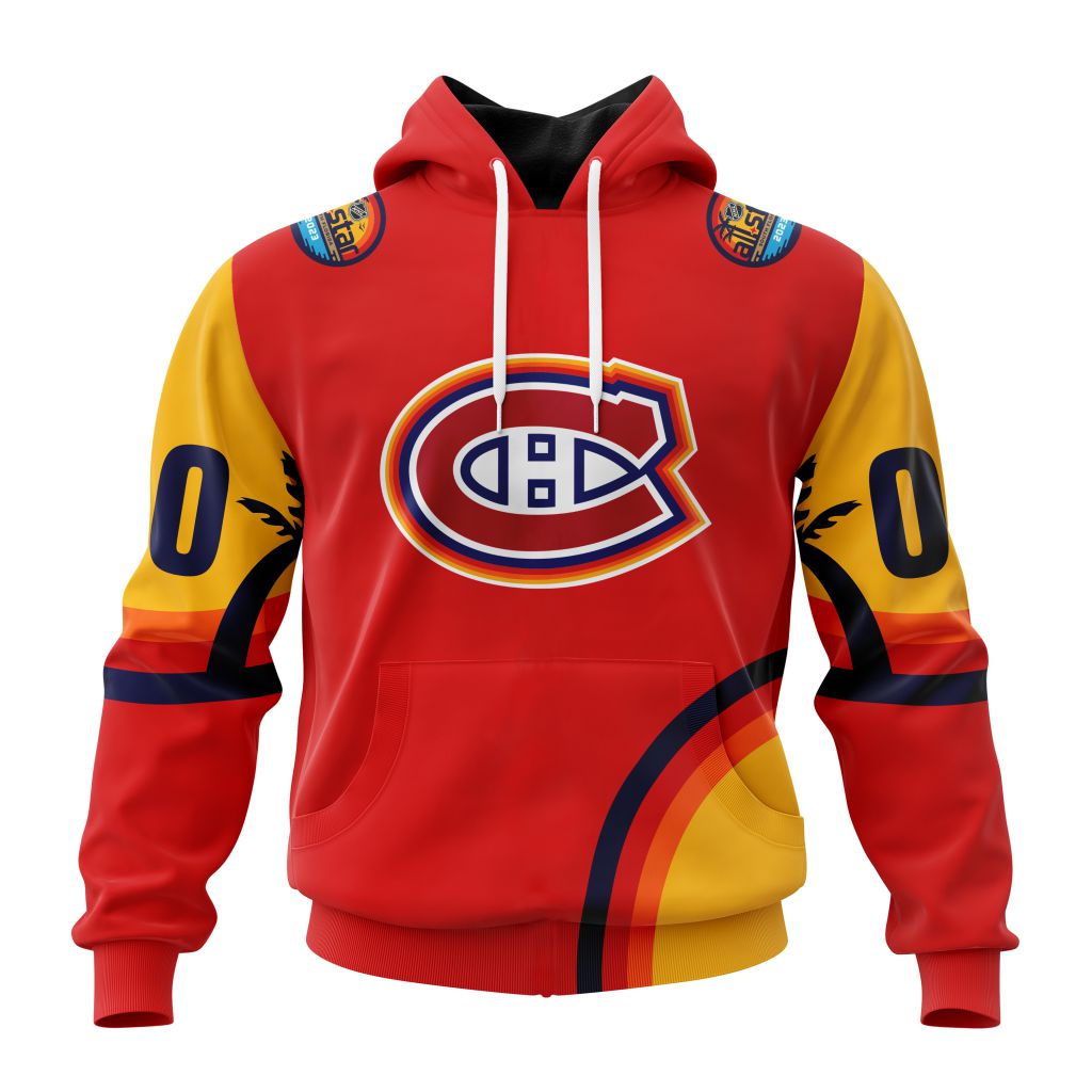 Custom Nhl Montreal Canadiens Special All-Star Game Florida Sunset Pullover Hoodie
