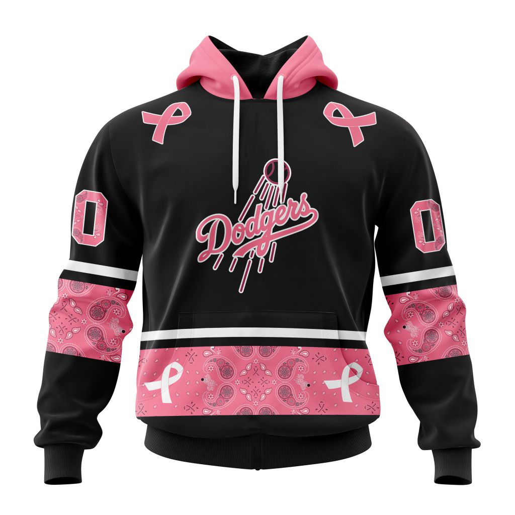 Los Angeles Dodgers Specialized Design In Classic Style With Paisley In October We Wear Pink Breast Cancer Pullover Hoodie
