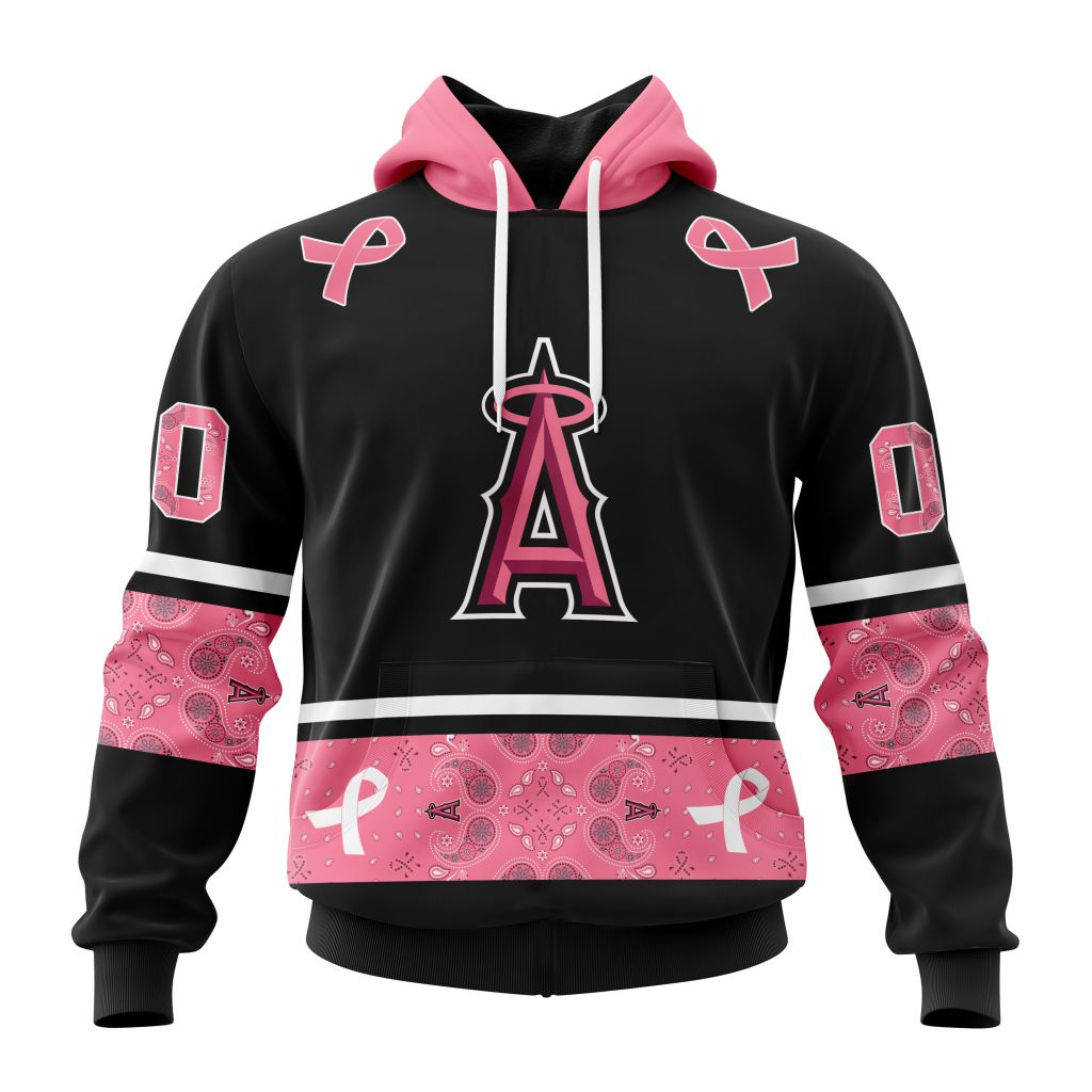 Los Angeles Angels Specialized Design In Classic Style With Paisley In October We Wear Pink Breast Cancer Pullover Hoodie
