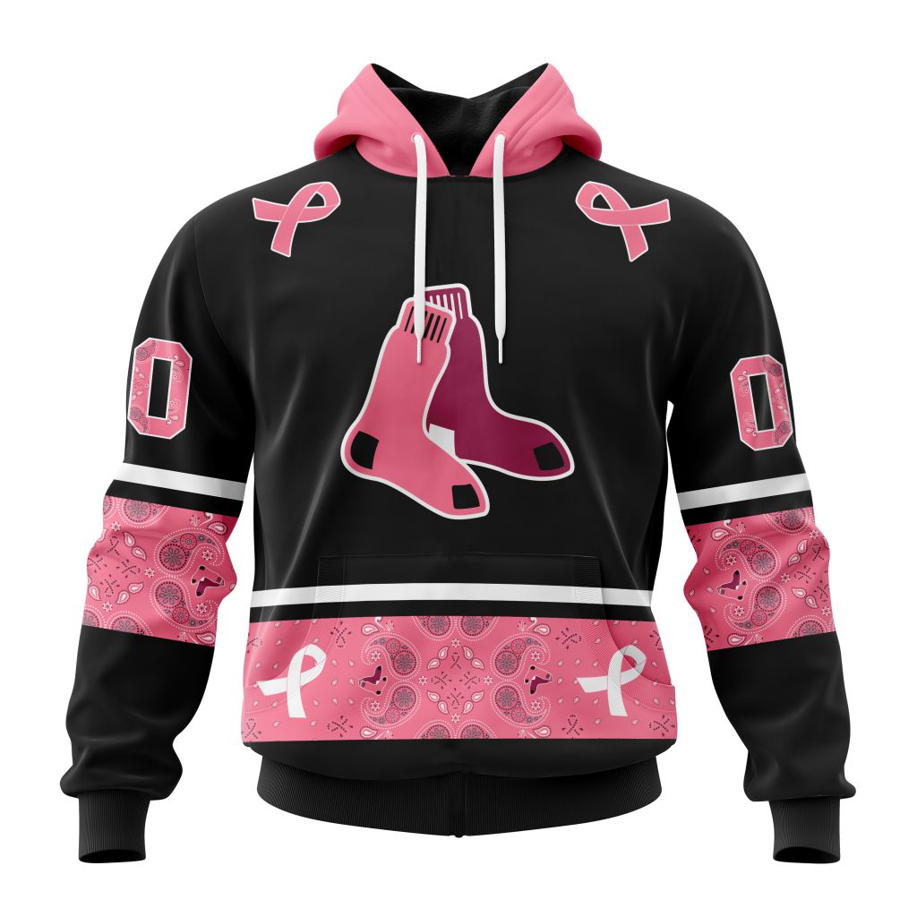 Boston Red Sox Specialized Design In Classic Style With Paisley In October We Wear Pink Breast Cancer Pullover Hoodie