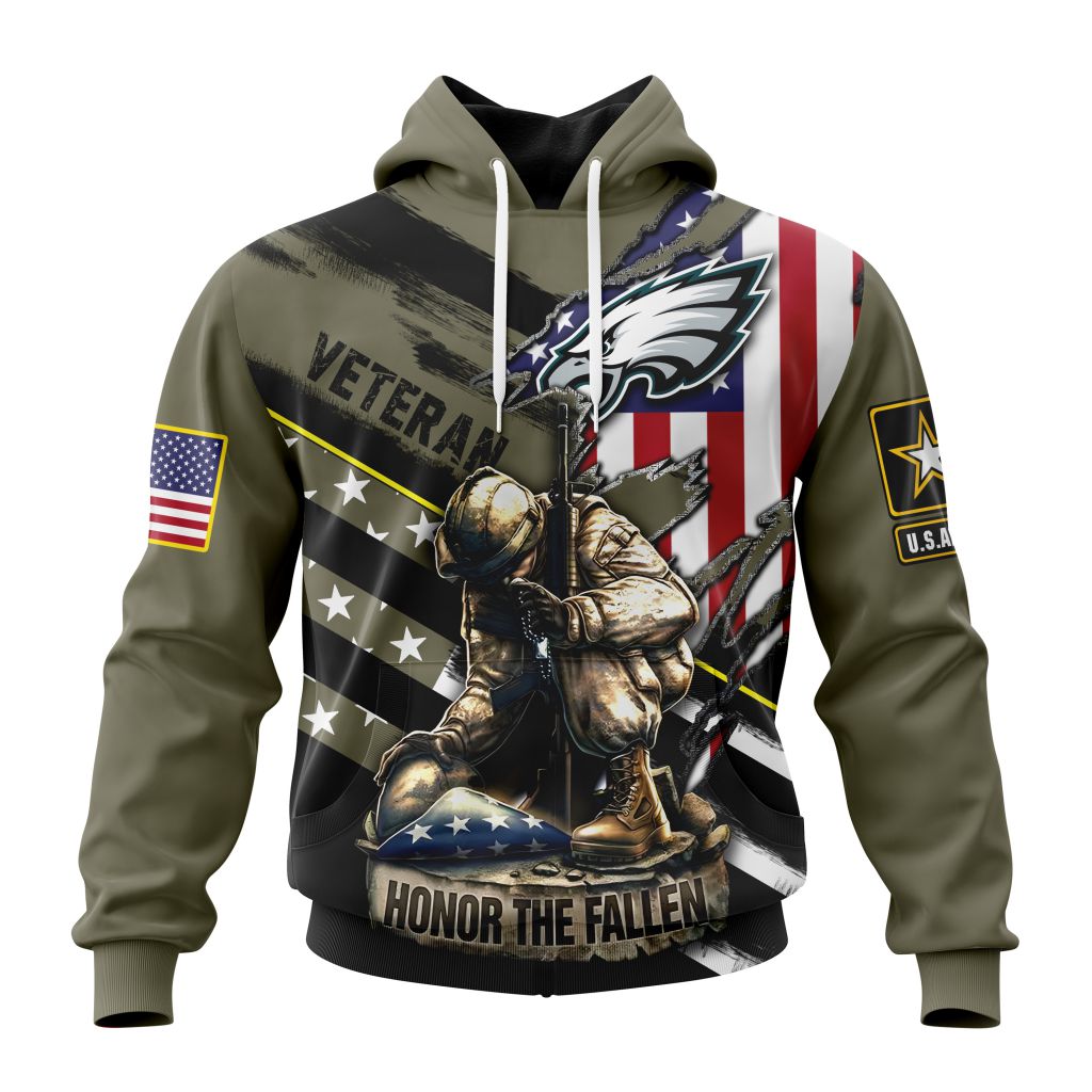 Personalized Nfl Philadelphia Eagles Honor Veterans Kneeling Soldier Hoodie