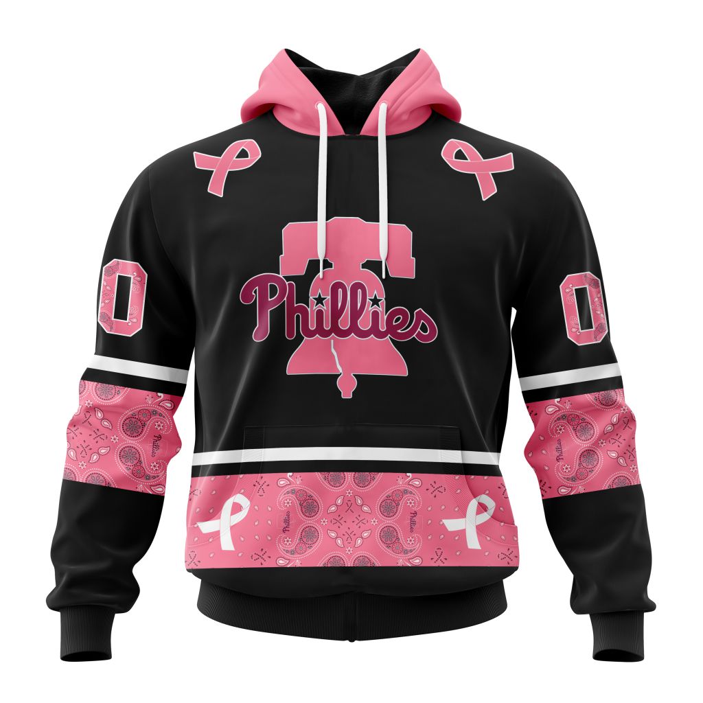 Philadelphia Phillies Specialized Design In Classic Style With Paisley In October We Wear Pink Breast Cancer Pullover Hoodie