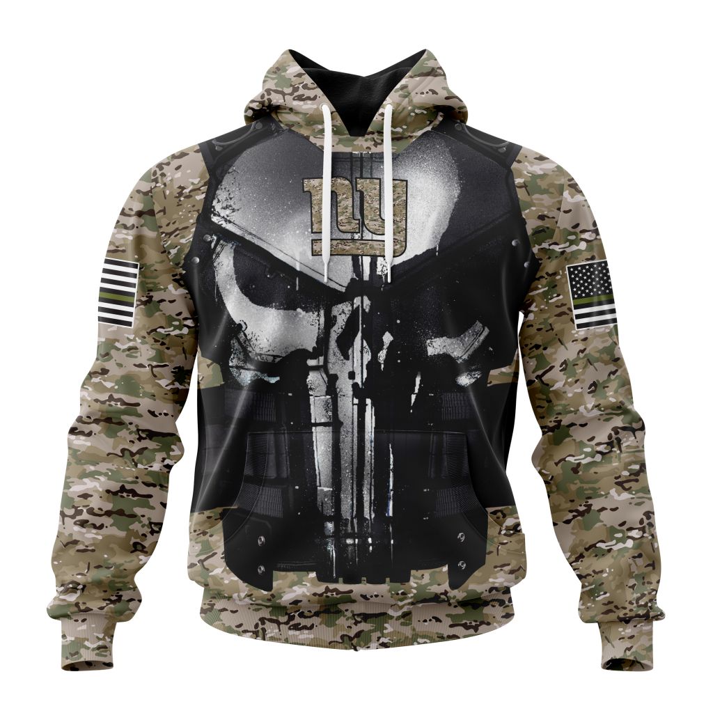 Personalized Nfl New York Giants Punisher Skull Camo Veteran Kits Hoodie