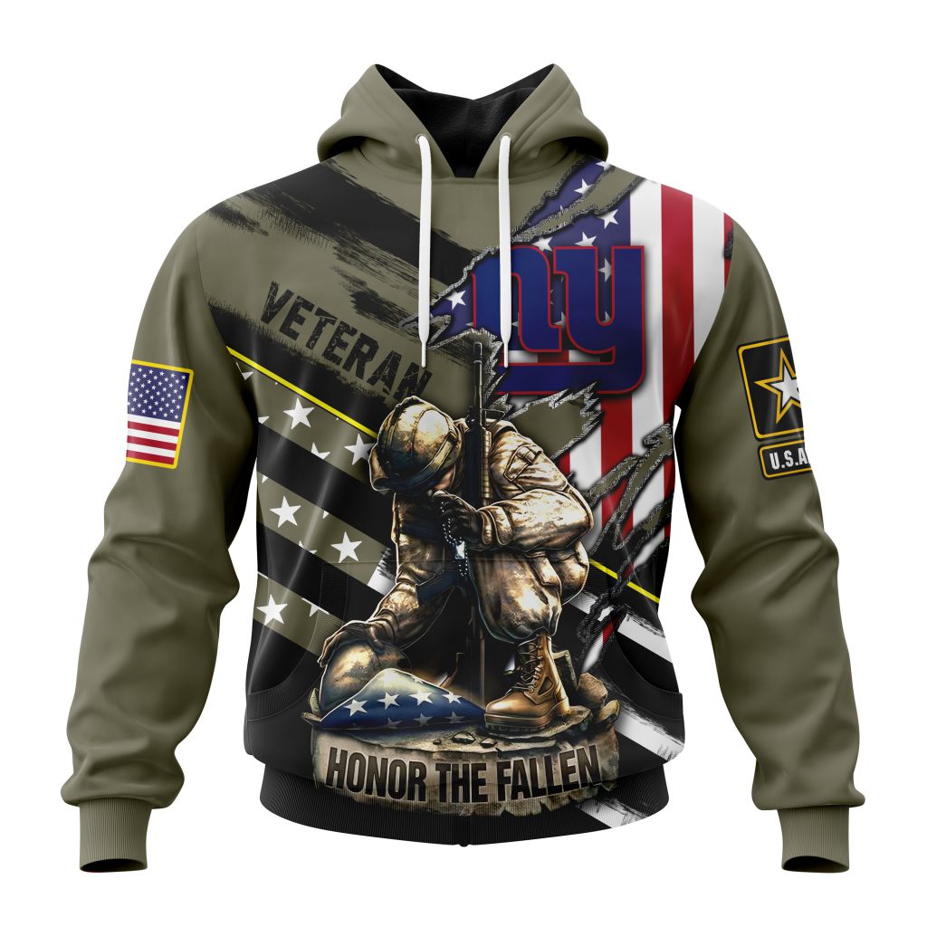 Personalized Nfl New York Giants Honor Veterans Kneeling Soldier Hoodie