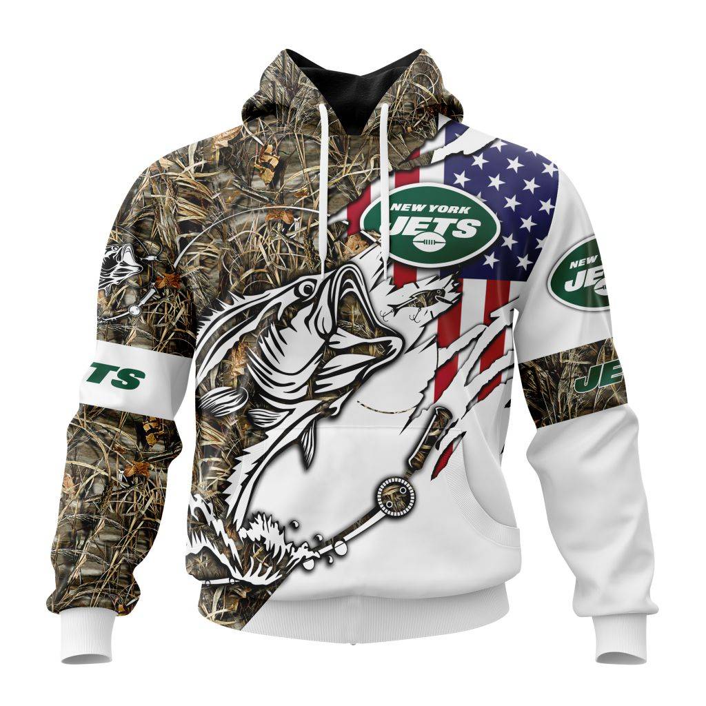 Personalized Nfl New York Jets Fishing With Flag Of The United States Hoodie