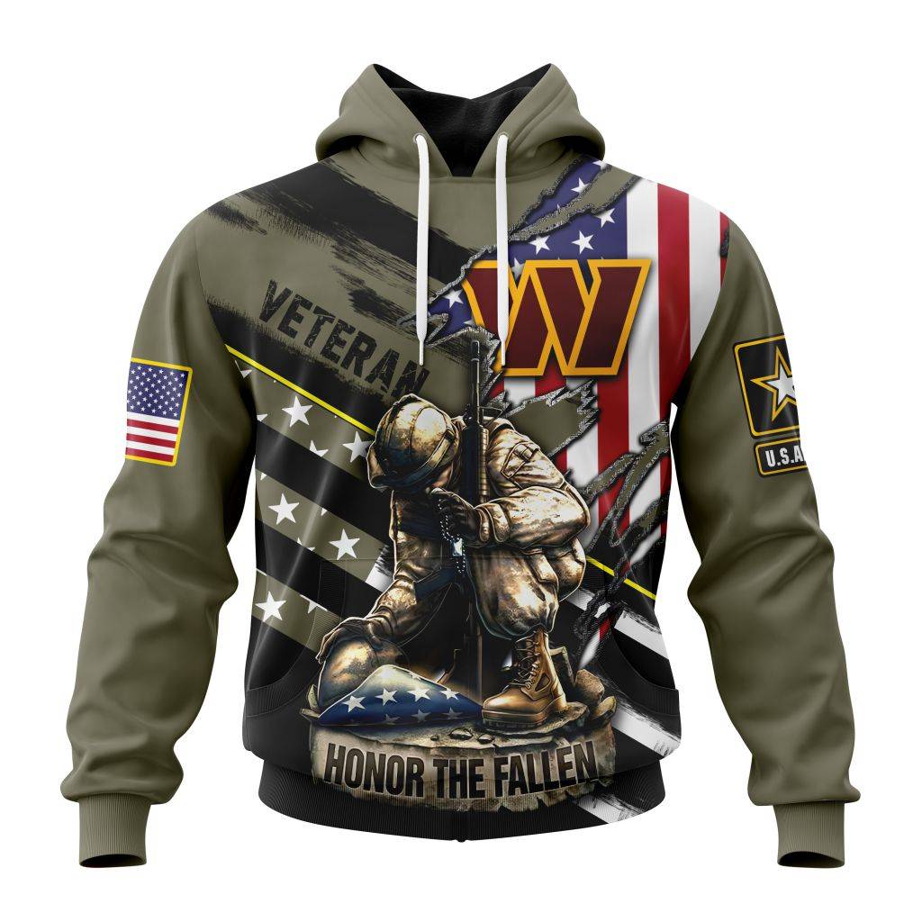 Personalized Nfl Washington Commanders Honor Veterans Kneeling Soldier Hoodie
