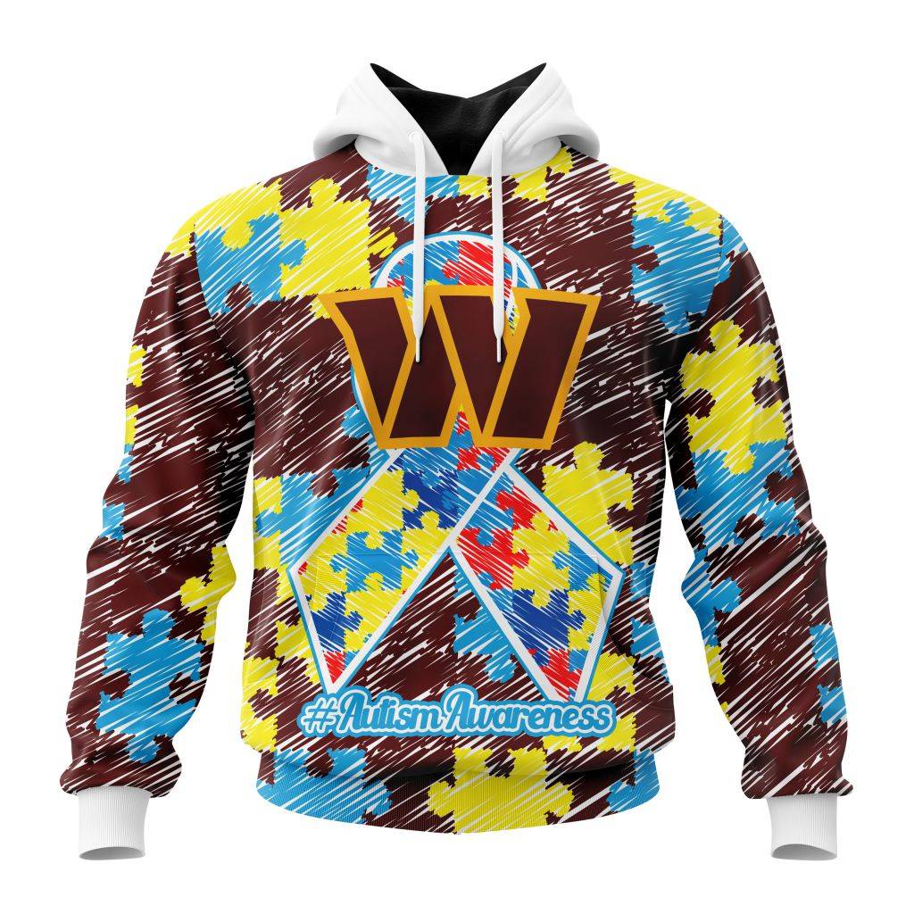 Personalized Nfl Washington Commanders Puzzle Autism Awareness Hoodie