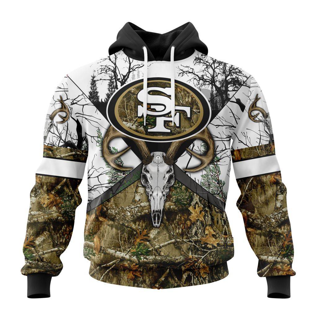 Personalized Nfl San Francisco 49Ers With Deer Skull And Forest Pattern For Go Hunting Hoodie