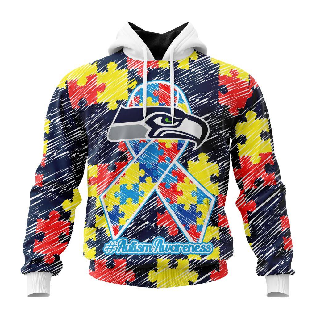 Personalized Nfl Seattle Seahawks Puzzle Autism Awareness Hoodie