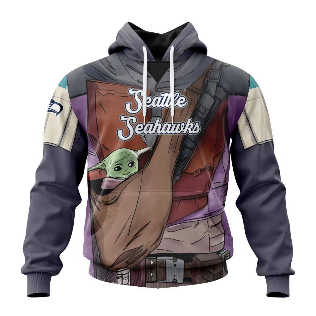 Personalized Nfl Seattle Seahawks Specialized Mandalorian And Baby Yoda Hoodie