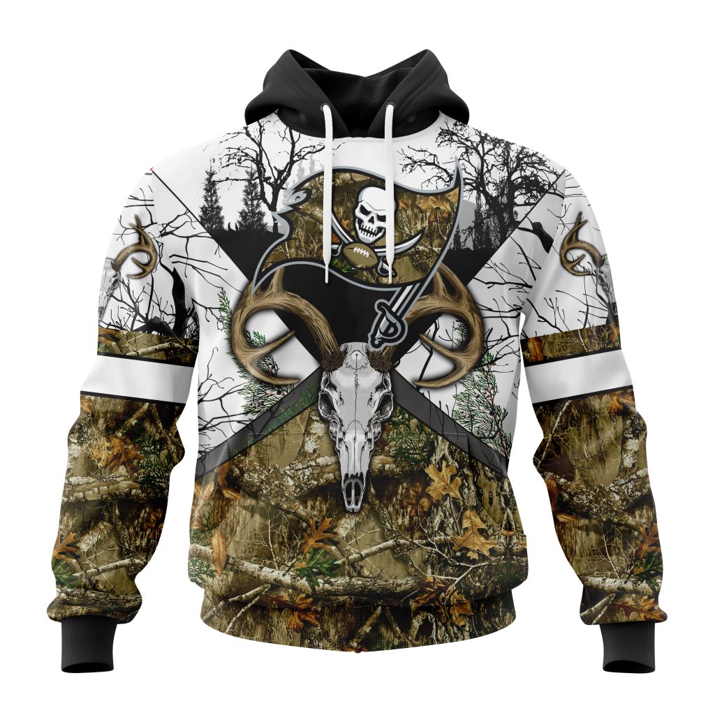 Personalized Nfl Tampa Bay Buccaneers With Deer Skull And Forest Pattern For Go Hunting Hoodie