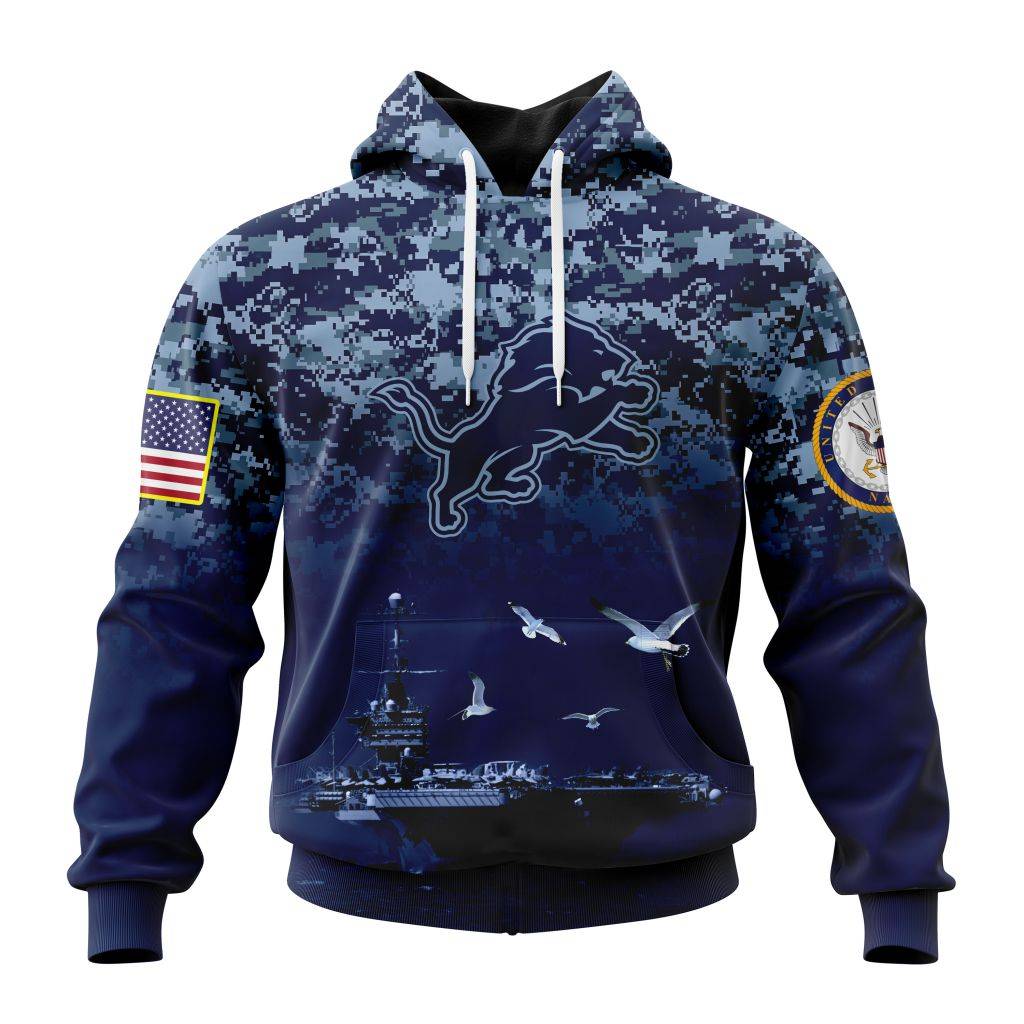 Personalized Nfl Detroit Lions Honor Us Navy Veterans Hoodie