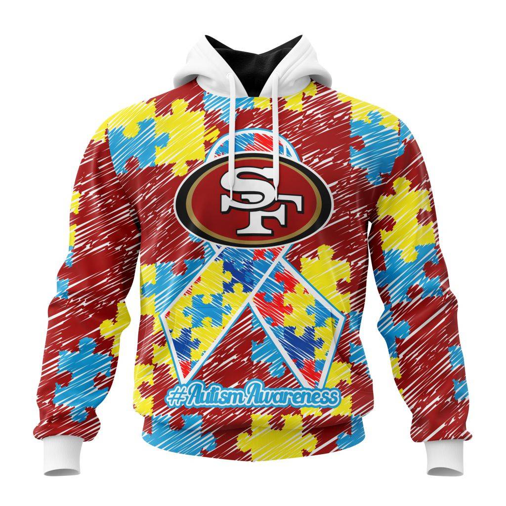 Personalized Nfl San Francisco 49Ers Puzzle Autism Awareness Hoodie