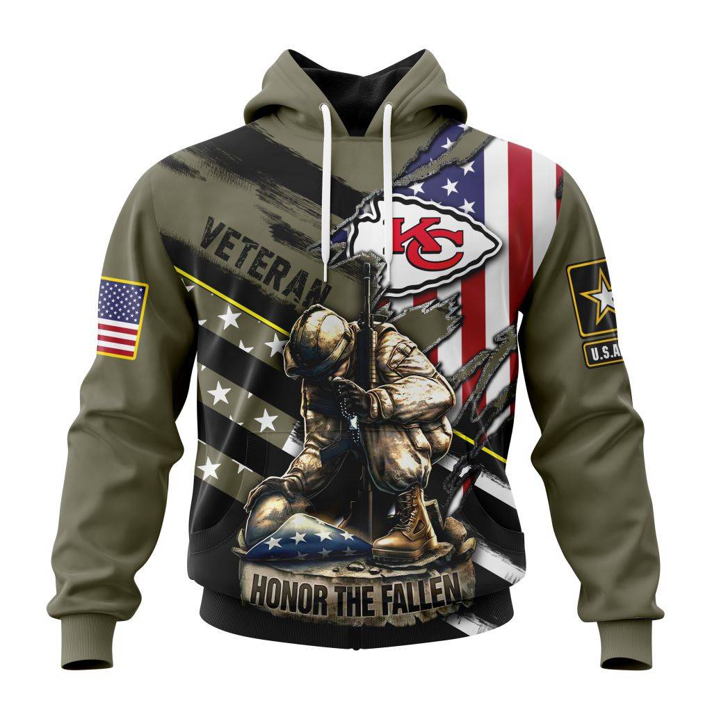 Personalized Nfl Kansas City Chiefs Honor Veterans Kneeling Soldier Hoodie