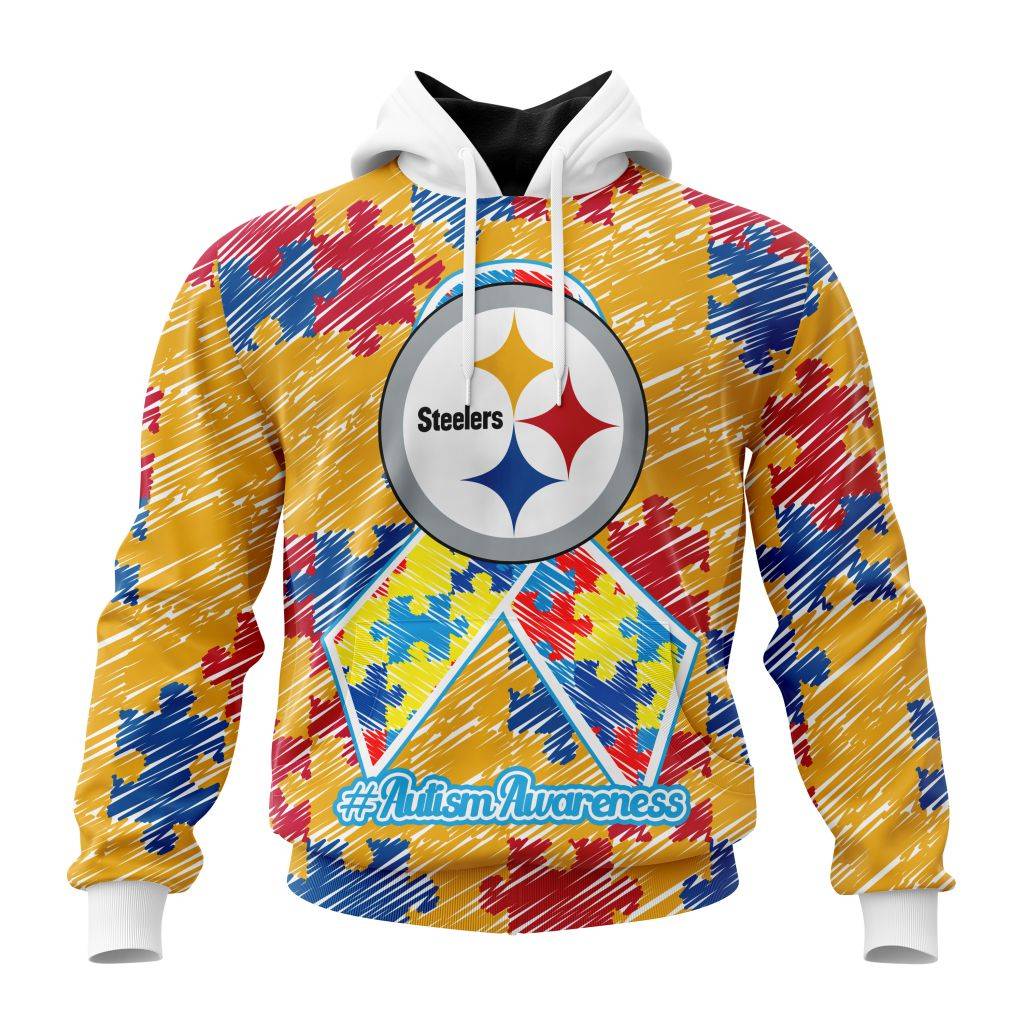 Personalized Nfl Pittsburgh Steelers Puzzle Autism Awareness Hoodie