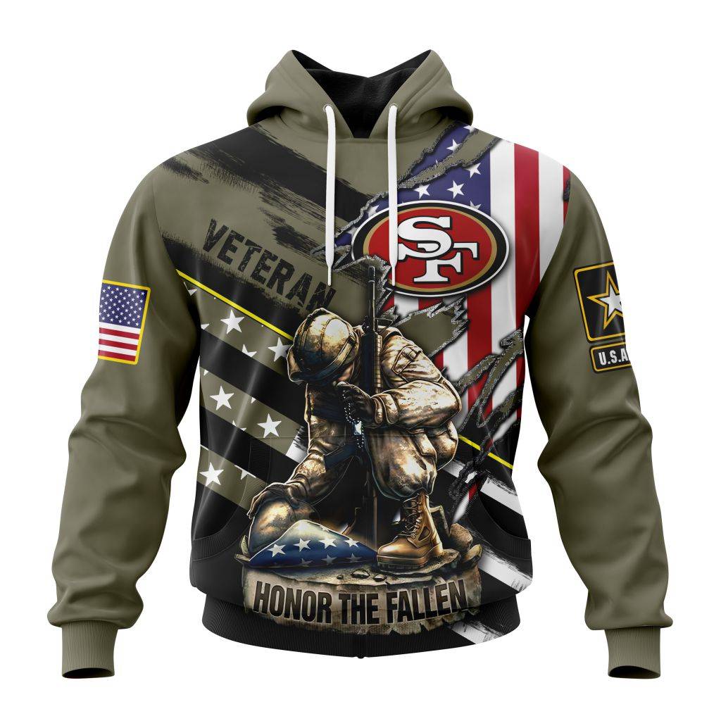 Personalized Nfl San Francisco 49Ers Honor Veterans Kneeling Soldier Hoodie