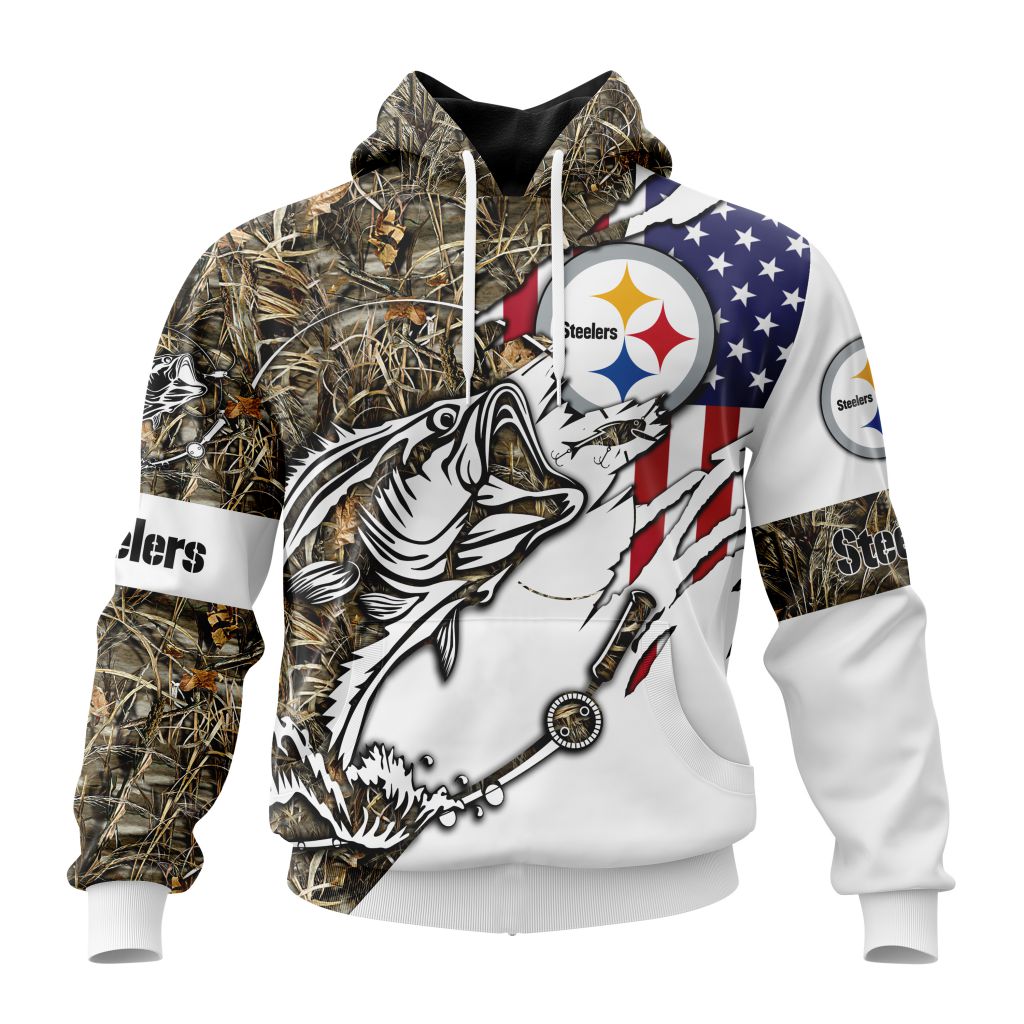 Personalized Nfl Pittsburgh Steelers Fishing With Flag Of The United States Hoodie
