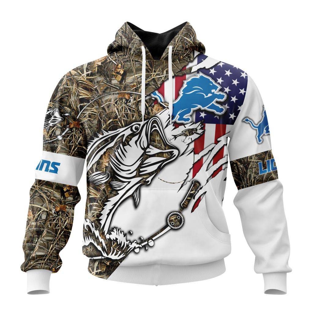 Personalized Nfl Detroit Lions Fishing With Flag Of The United States Hoodie