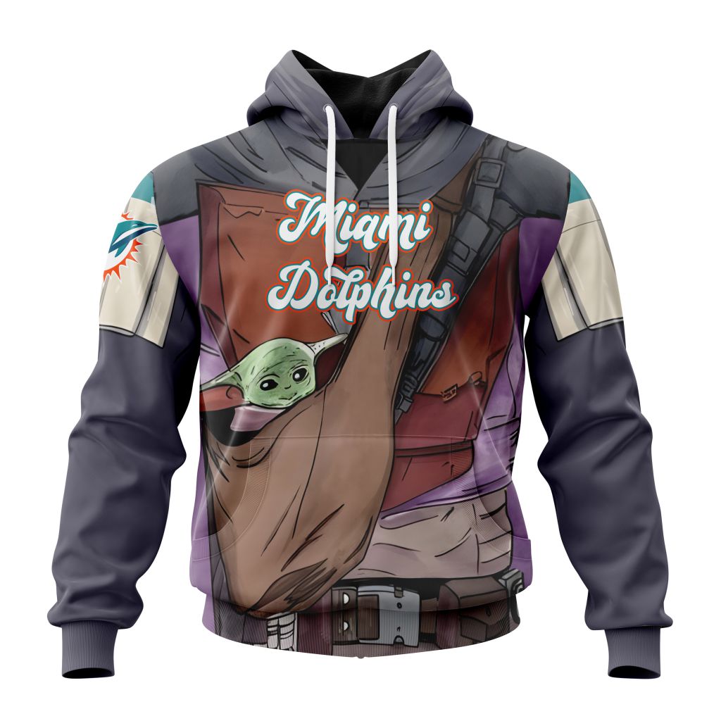 Personalized Nfl Miami Dolphins Specialized Mandalorian And Baby Yoda Hoodie