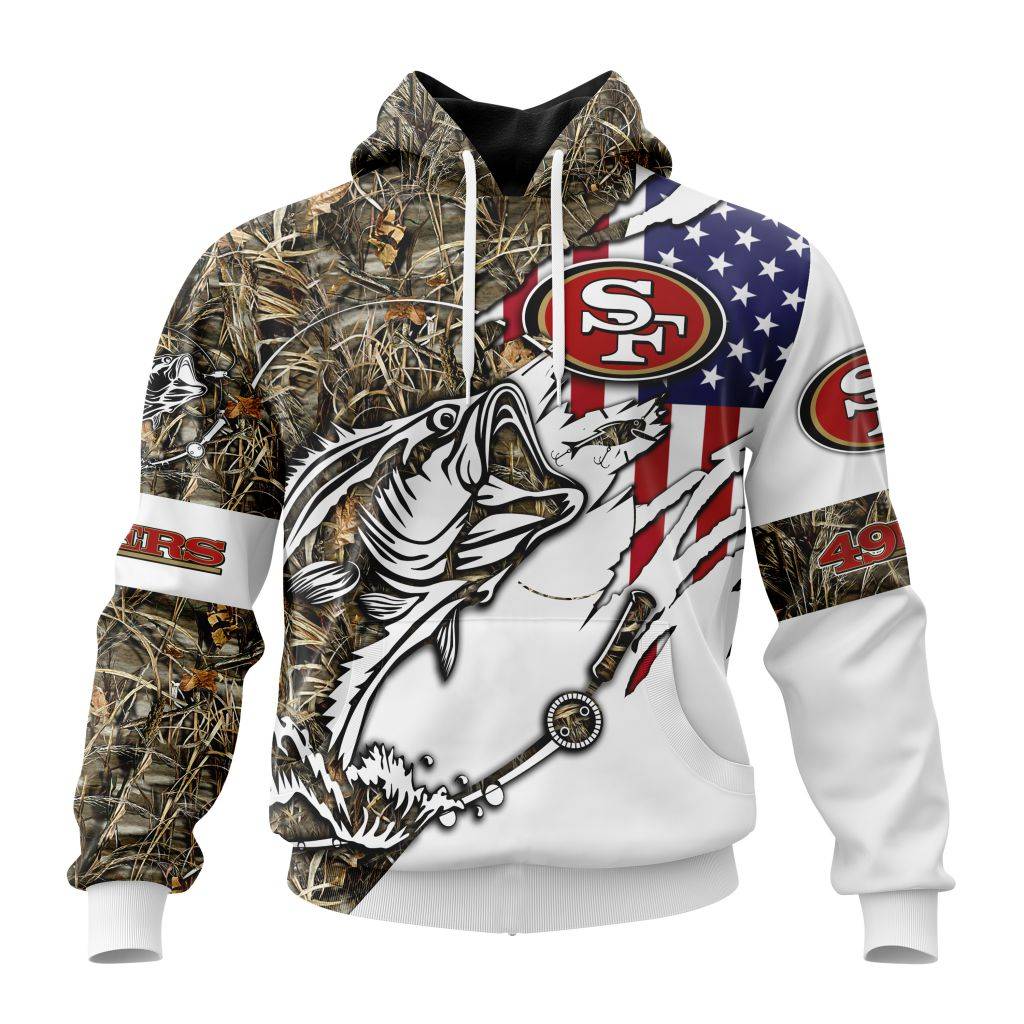 Personalized Nfl San Francisco 49Ers Fishing With Flag Of The United States Hoodie