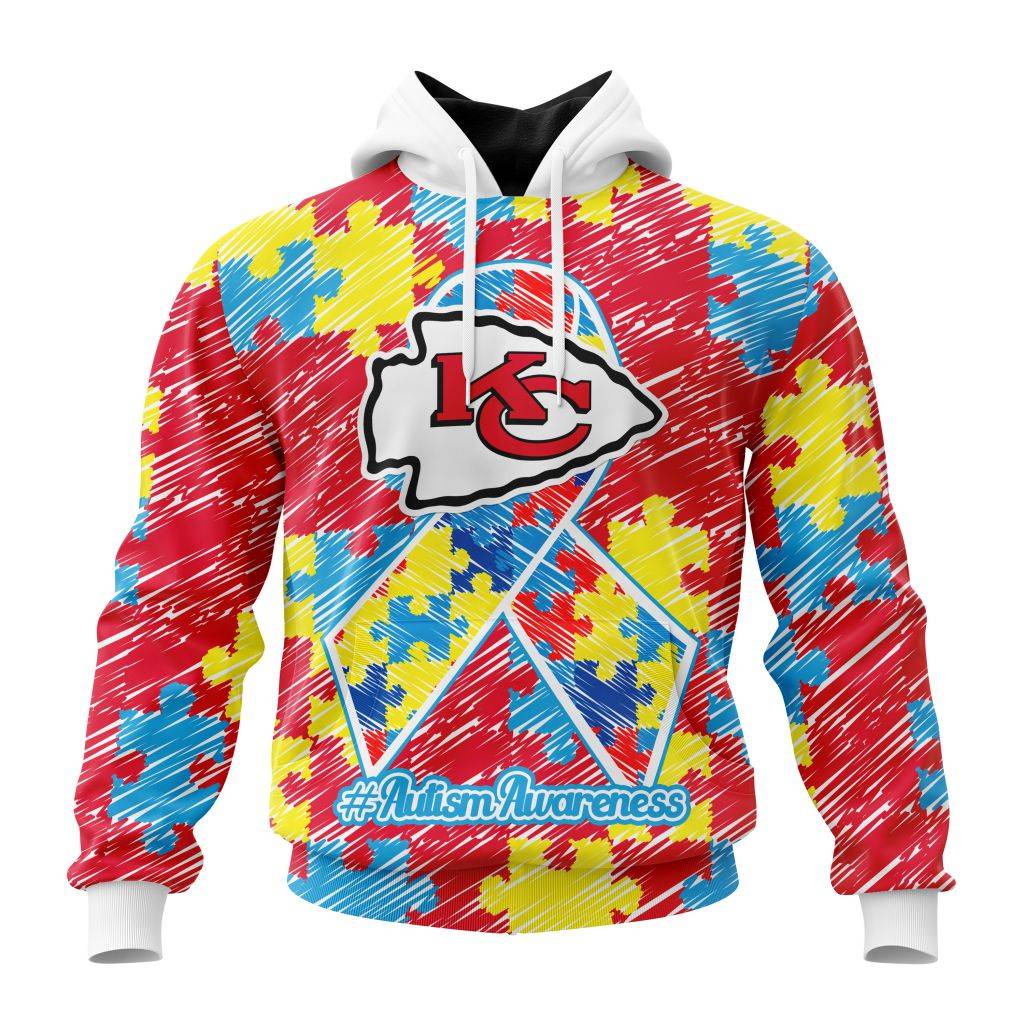 Personalized Nfl Kansas City Chiefs Puzzle Autism Awareness Hoodie