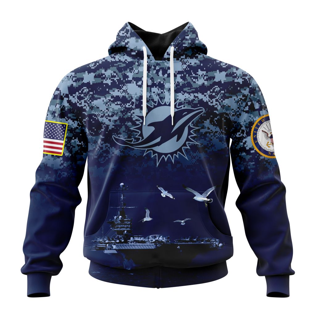 Personalized Nfl Miami Dolphins Honor Us Navy Veterans Hoodie
