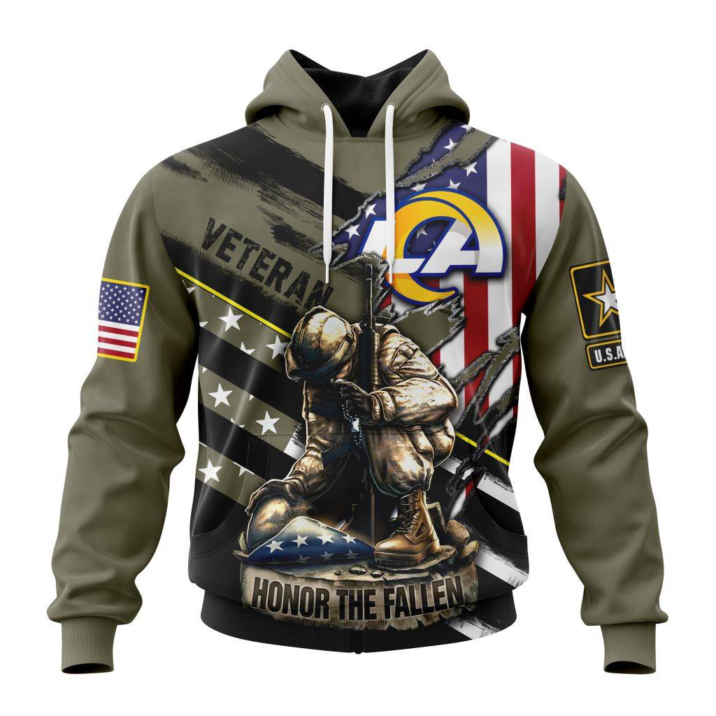 Personalized Nfl Los Angeles Rams Honor Veterans Kneeling Soldier Hoodie