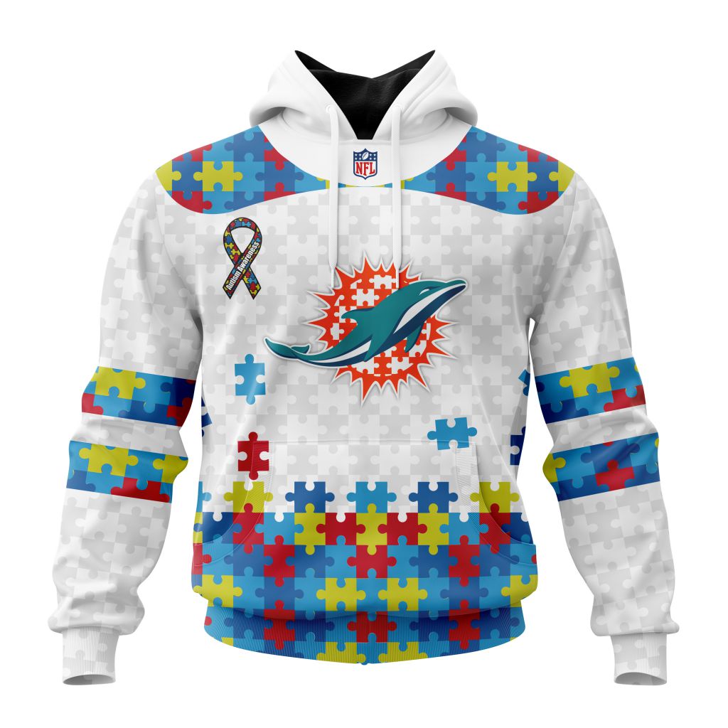 Personalized Nfl Miami Dolphins Autism Awareness Design Hoodie