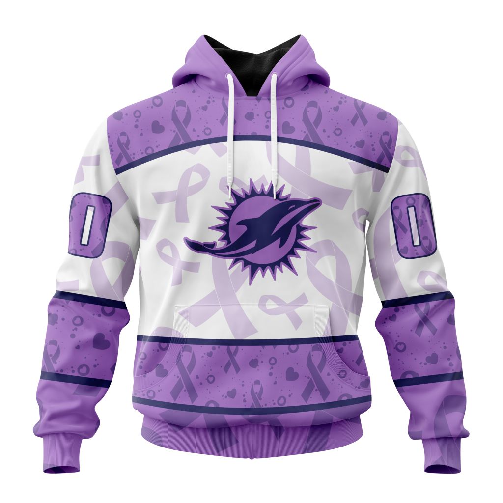 Personalized Nfl Miami Dolphins Special Lavender Fights Cancer Hoodie