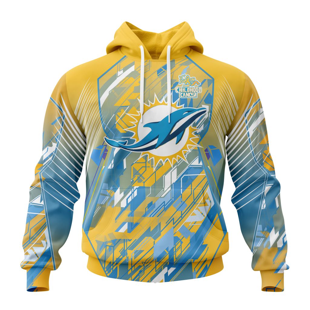 Personalized Nfl Miami Dolphins Fearless Against Childhood Cancers Hoodie