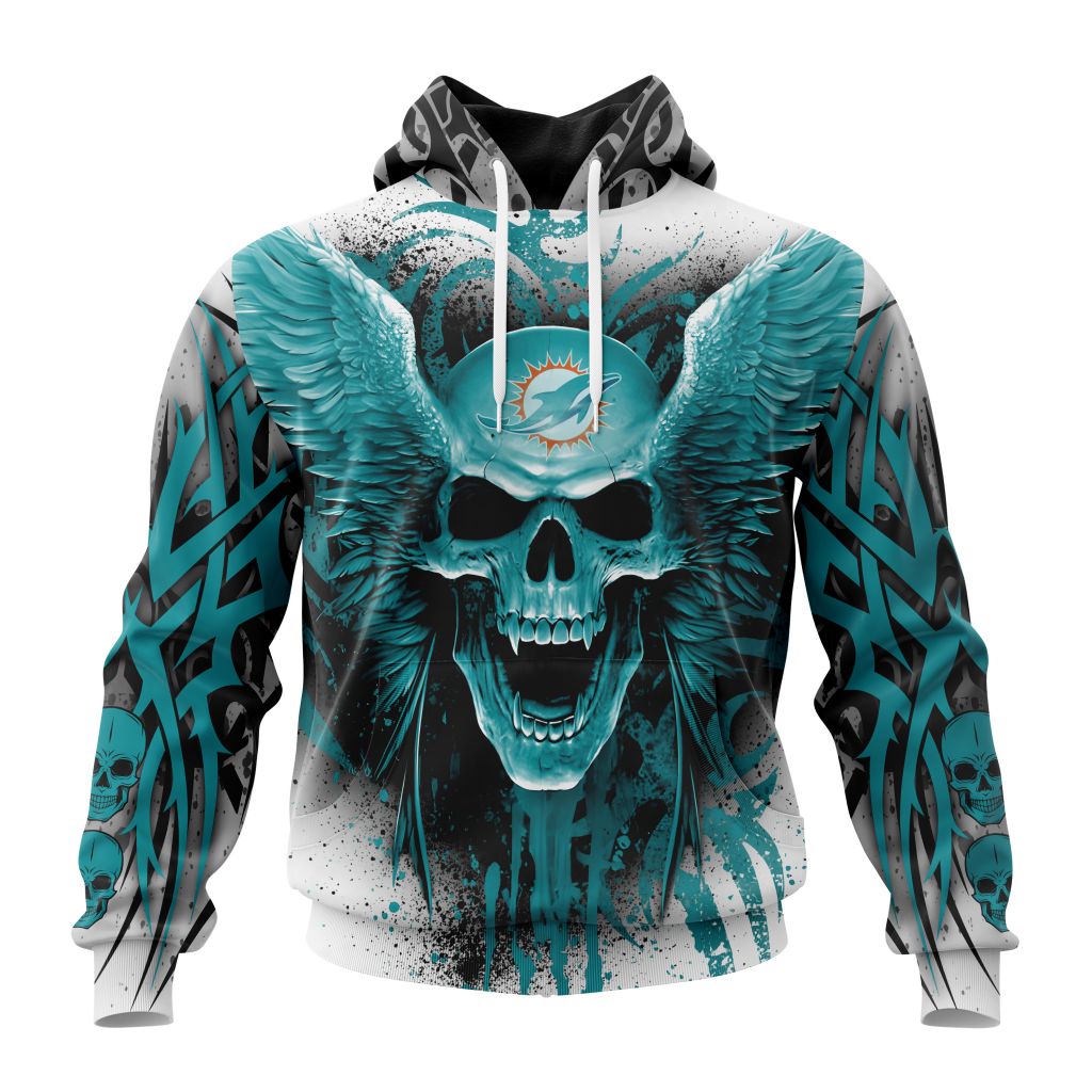 Personalized Nfl Miami Dolphins Special Kits With Skull Art Hoodie