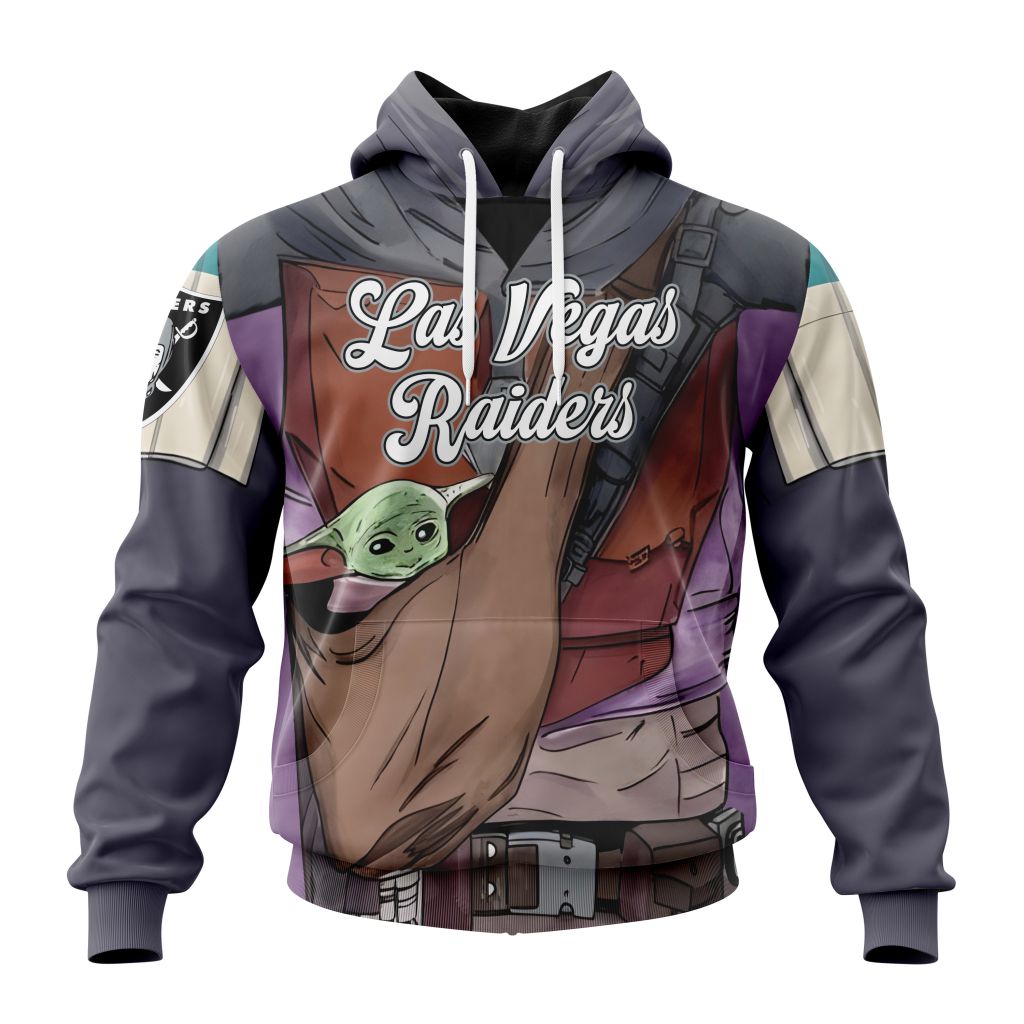 Personalized Nfl Las Vegas Raiders Specialized Mandalorian And Baby Yoda Hoodie