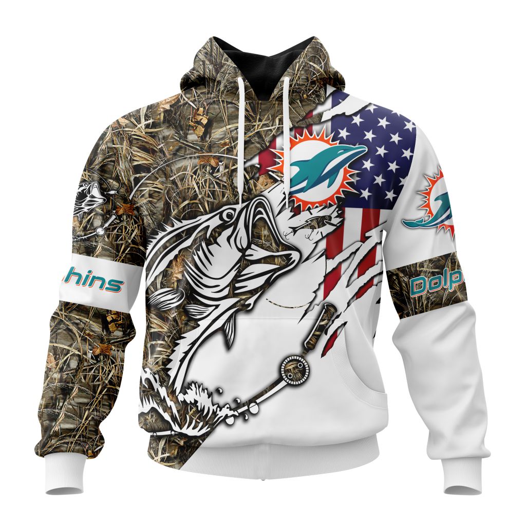 Personalized Nfl Miami Dolphins Fishing With Flag Of The United States Hoodie