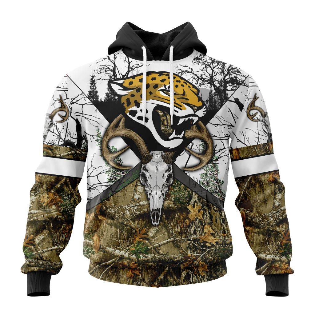 Personalized Nfl Jacksonville Jaguars With Deer Skull And Forest Pattern For Go Hunting Hoodie