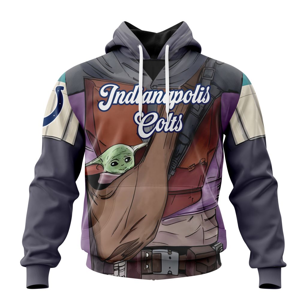 Personalized Nfl Indianapolis Colts Specialized Mandalorian And Baby Yoda Hoodie
