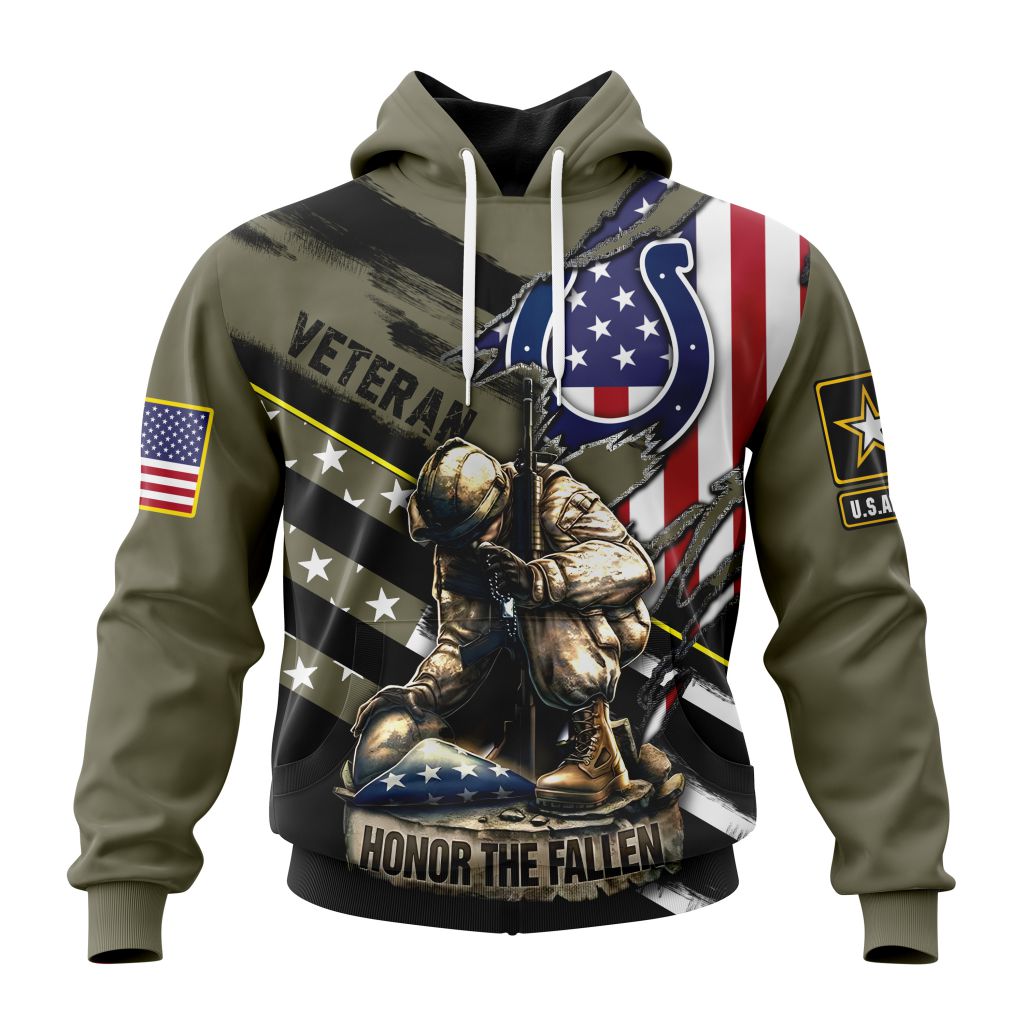 Personalized Nfl Indianapolis Colts Honor Veterans Kneeling Soldier Hoodie