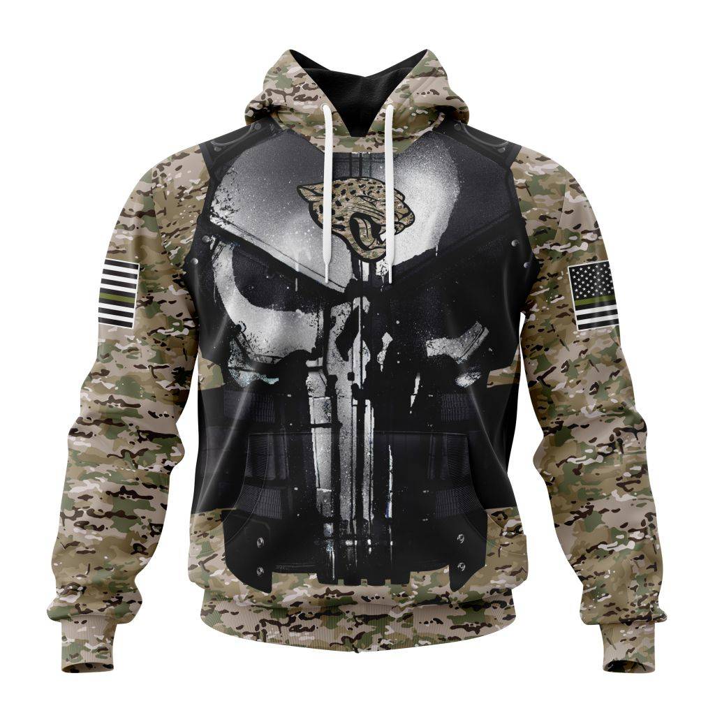 Personalized Nfl Jacksonville Jaguars Punisher Skull Camo Veteran Kits Hoodie