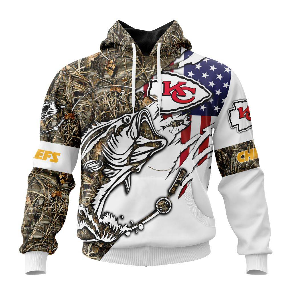 Personalized Nfl Kansas City Chiefs Fishing With Flag Of The United States Hoodie