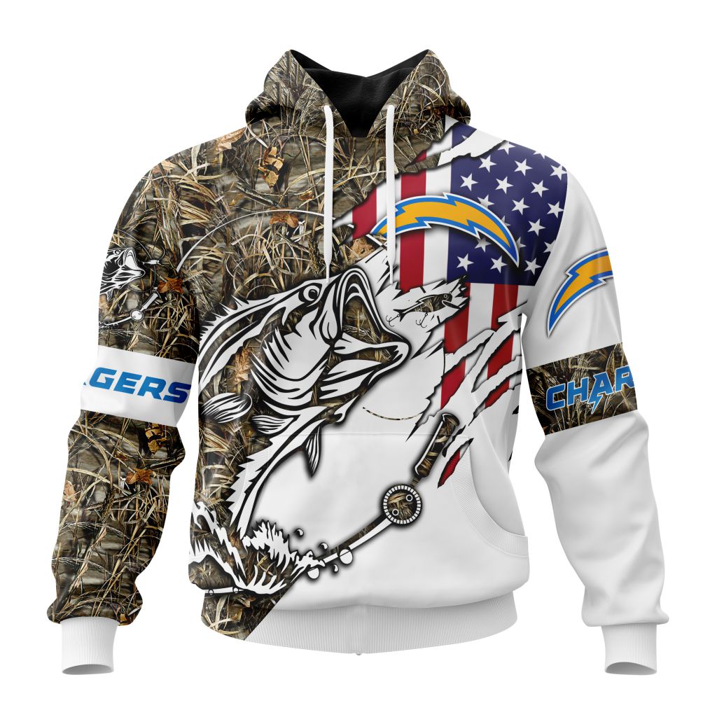 Personalized Nfl Los Angeles Chargers Fishing With Flag Of The United States Hoodie