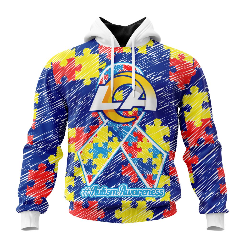 Personalized Nfl Los Angeles Rams Puzzle Autism Awareness Hoodie