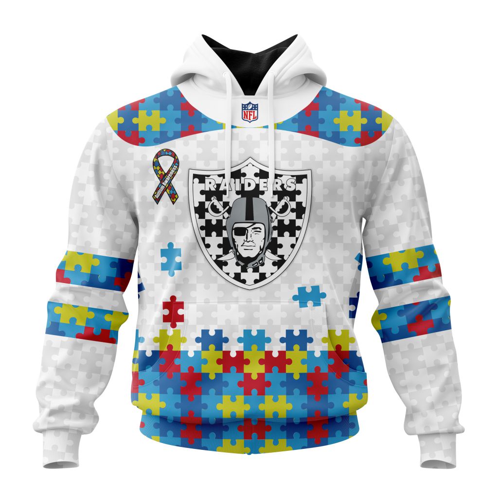 Personalized Nfl Las Vegas Raiders Autism Awareness Design Hoodie