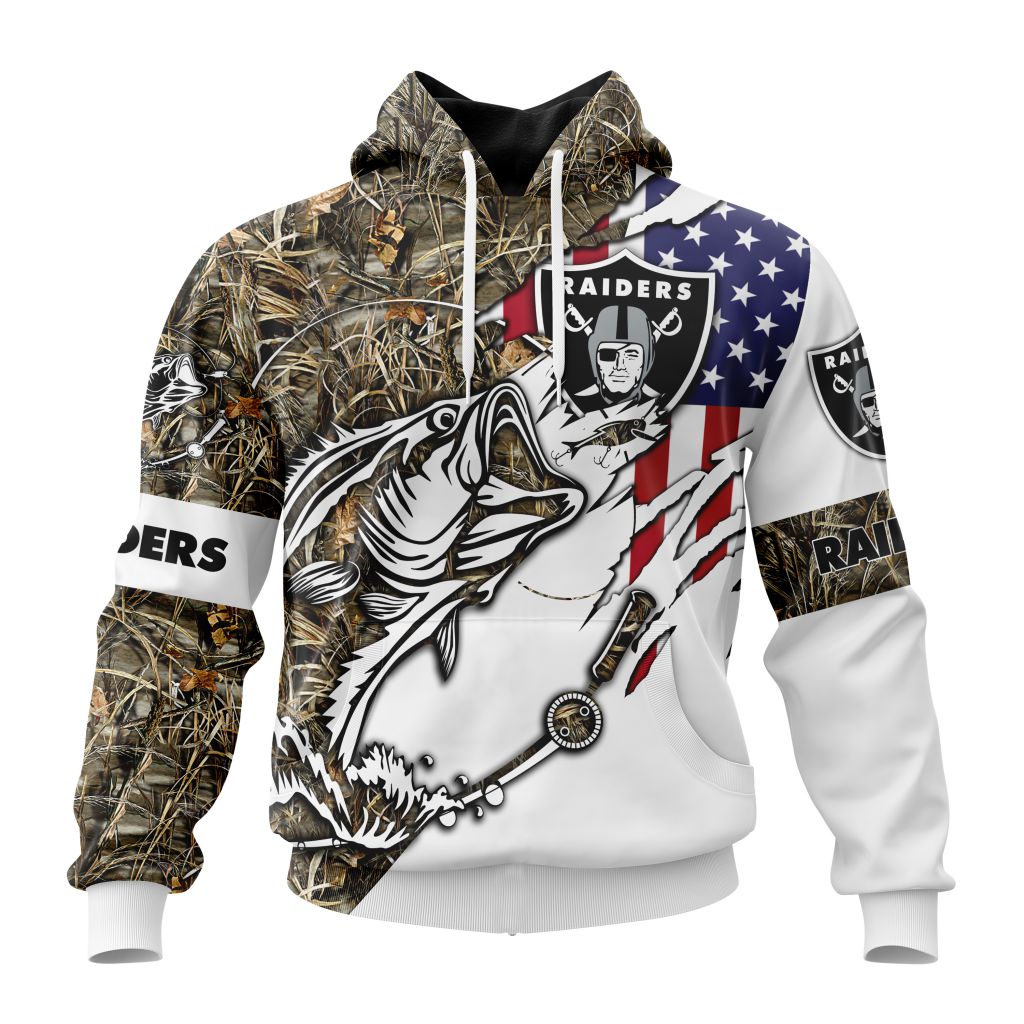 Personalized Nfl Las Vegas Raiders Fishing With Flag Of The United States Hoodie