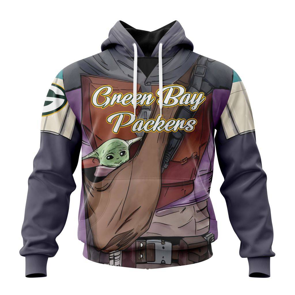 Personalized Nfl Green Bay Packers Specialized Mandalorian And Baby Yoda Hoodie