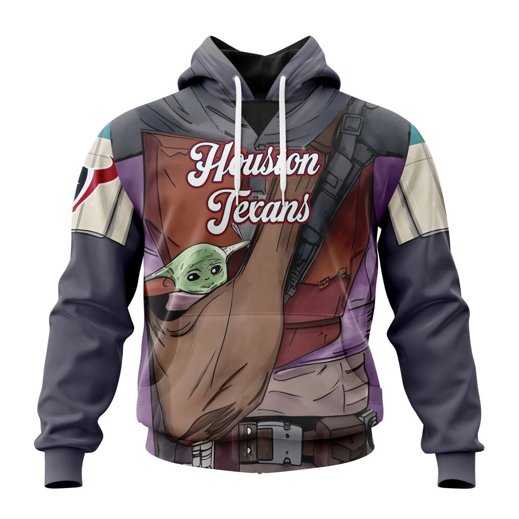 Personalized Nfl Houston Texans Specialized Mandalorian And Baby Yoda Hoodie