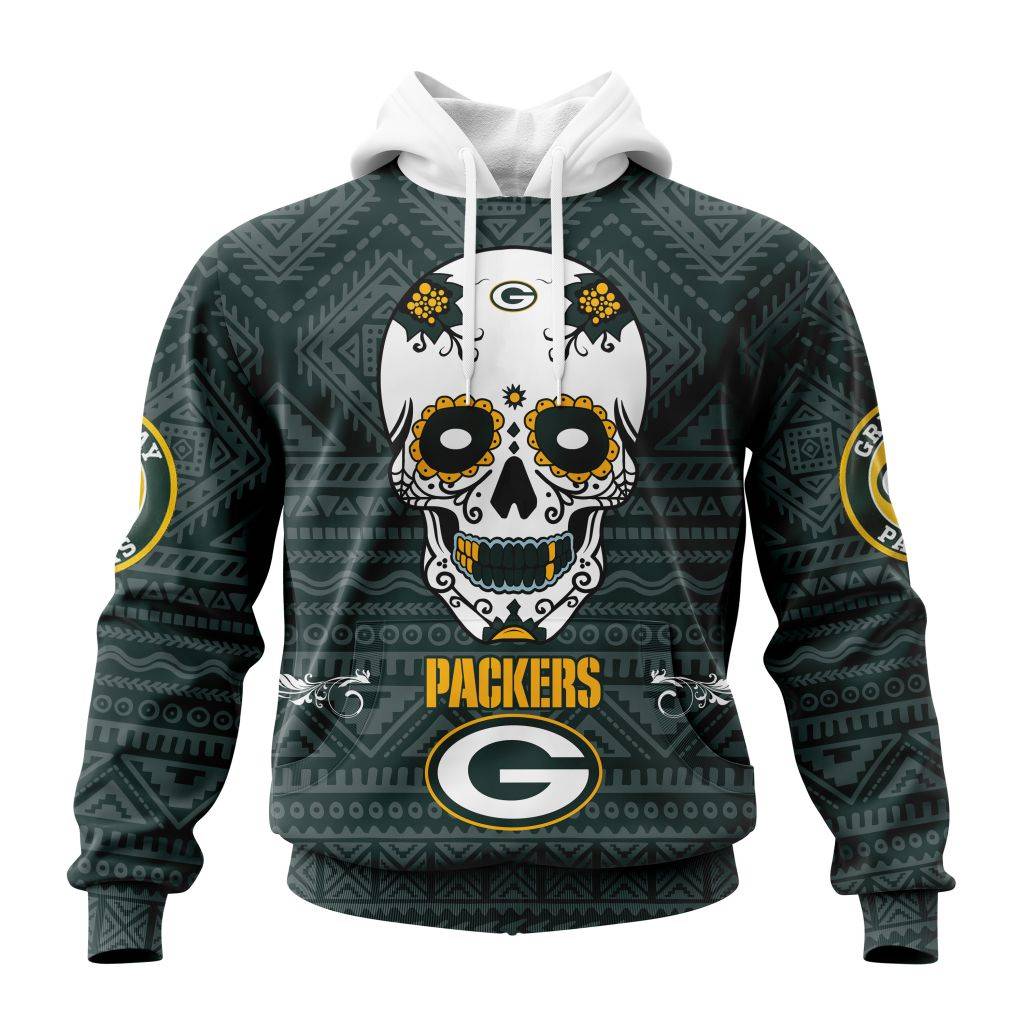Personalized Nfl Green Bay Packers Specialized Kits For Dia De Muertos Hoodie